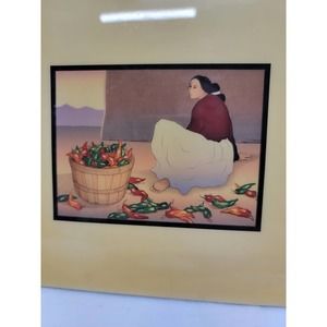 Vintage R.C. Gorman Chile Picker Tile 7 3/4" Square